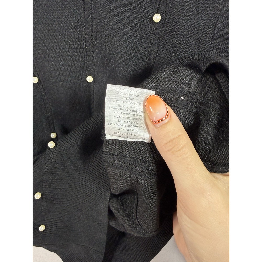 On 12th Crisp White Pointed Lapel Collar Black Knit Sweater Dark Academia Gothic - Picture 6 of 9